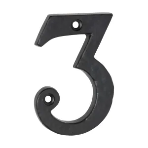 1893 Numeral 3 Iron Matte Black H75mm