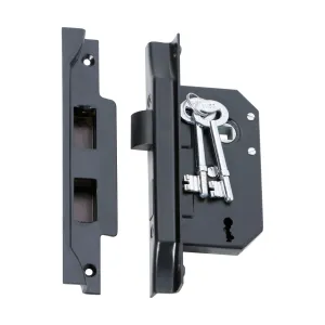 2264 Mortice Lock 3 Lever Rebated Matte Black CTC57mm Backset 44mm