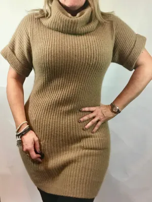 Angora Caramel Jumper Dress with Pockets - Feathers Of Italy
