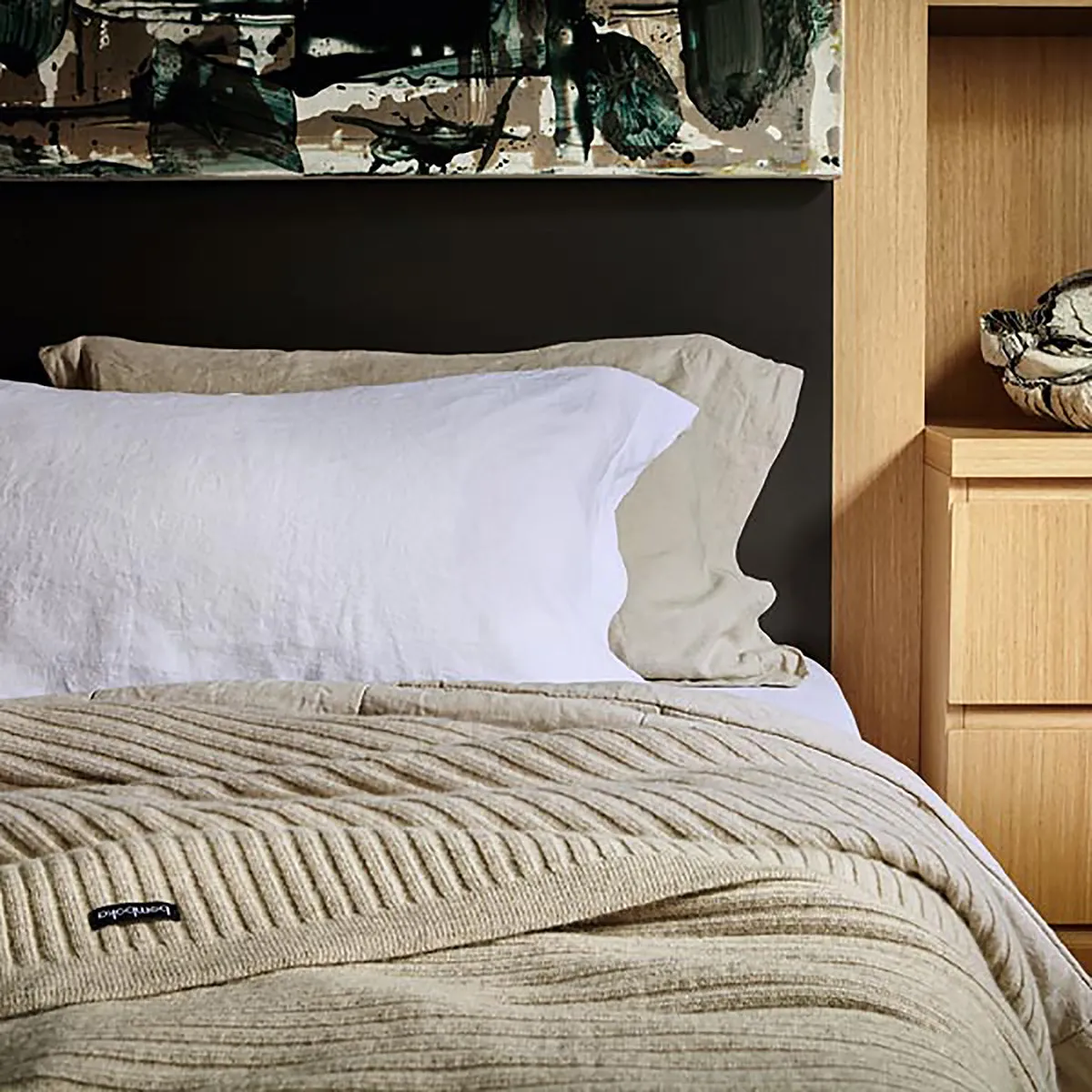 Bemboka Angora & Merino Wide Rib Throw (Wheat)
