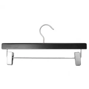BLACK WOOD SKIRT & PANT HANGER 14" WITH SATIN HOOK PACK 100