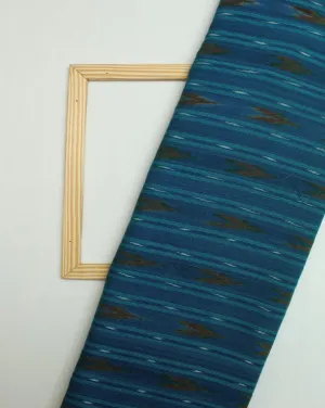 Blue And White Abstract Cotton Ikat Fabric