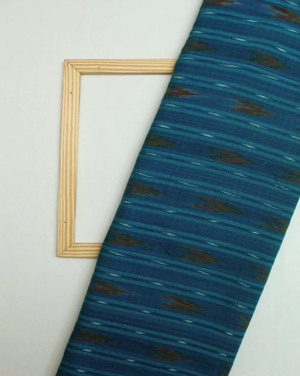 Blue And White Abstract Cotton Ikat Fabric