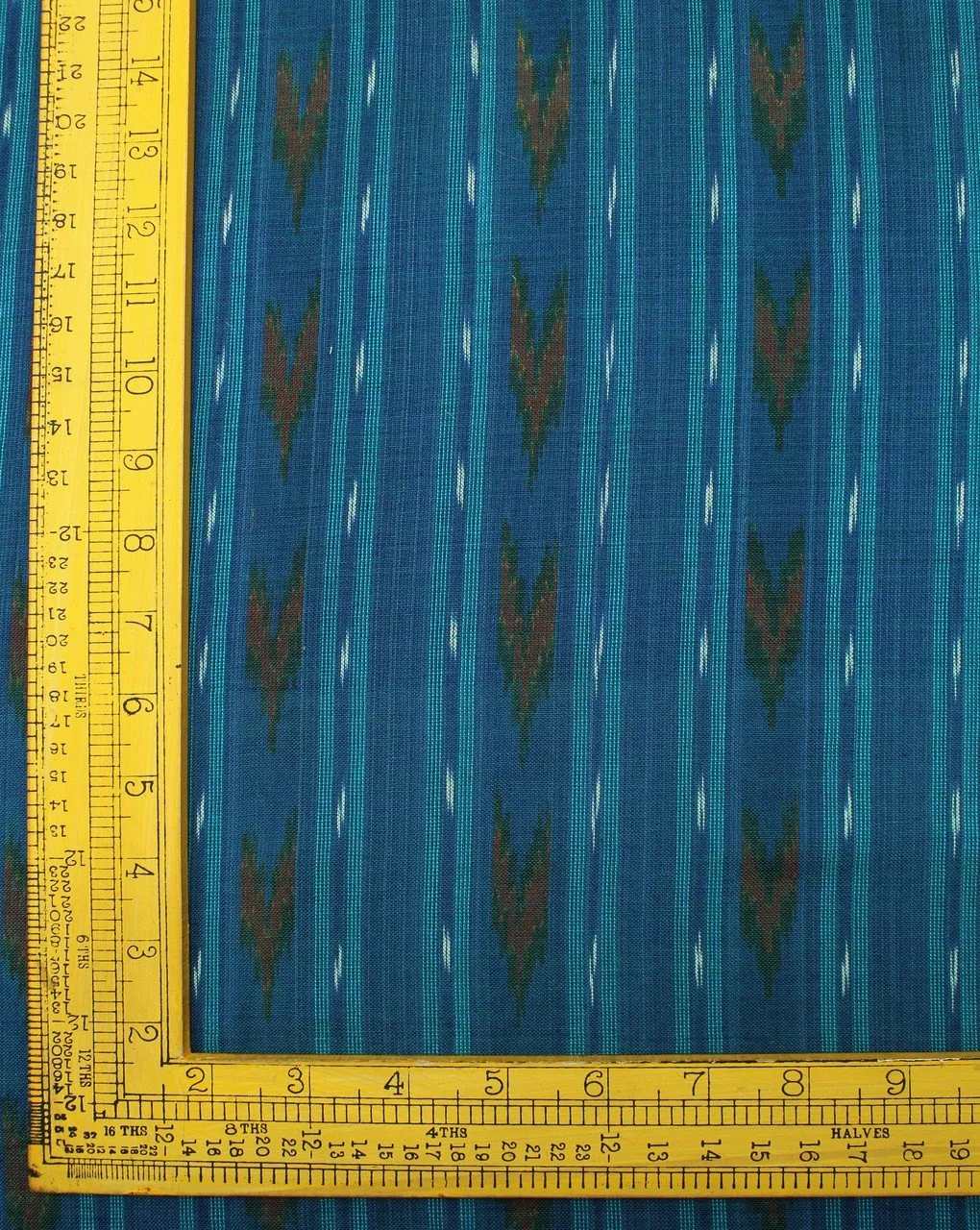 Blue And White Abstract Cotton Ikat Fabric