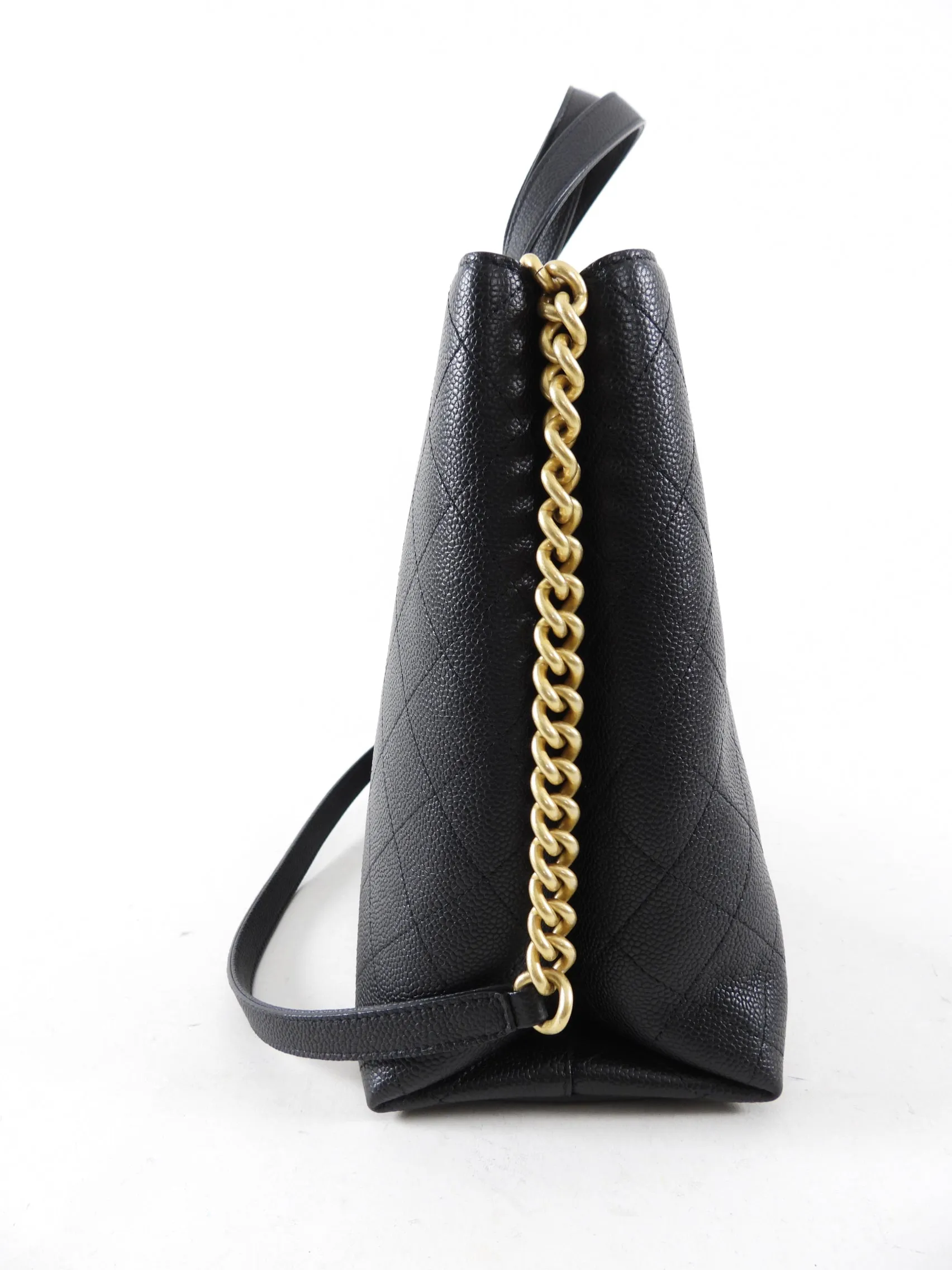 Chanel Black Stitched Caviar Leather Chic Affinity Tote Bag