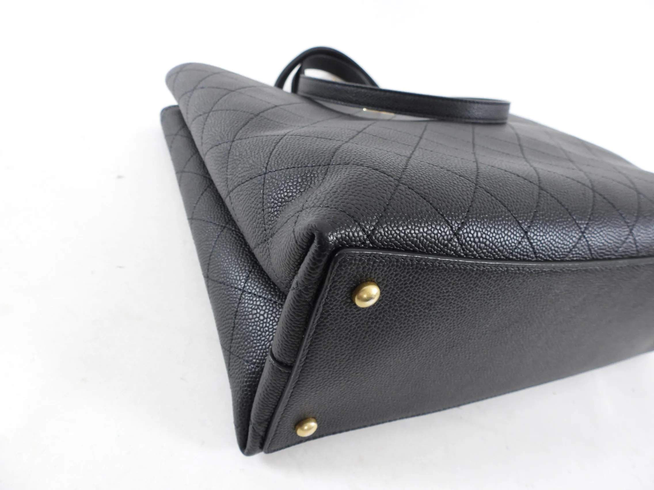 Chanel Black Stitched Caviar Leather Chic Affinity Tote Bag