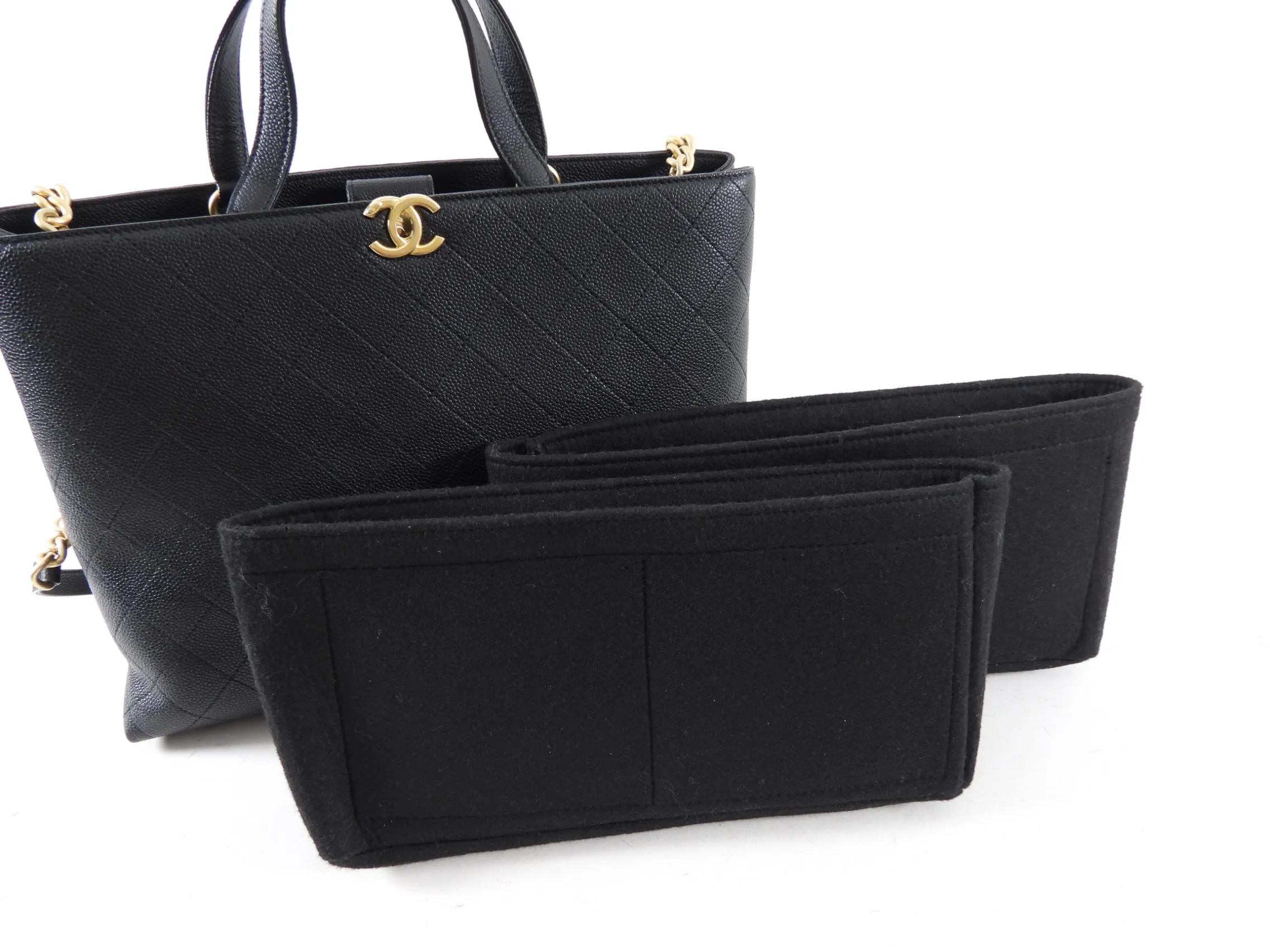 Chanel Black Stitched Caviar Leather Chic Affinity Tote Bag