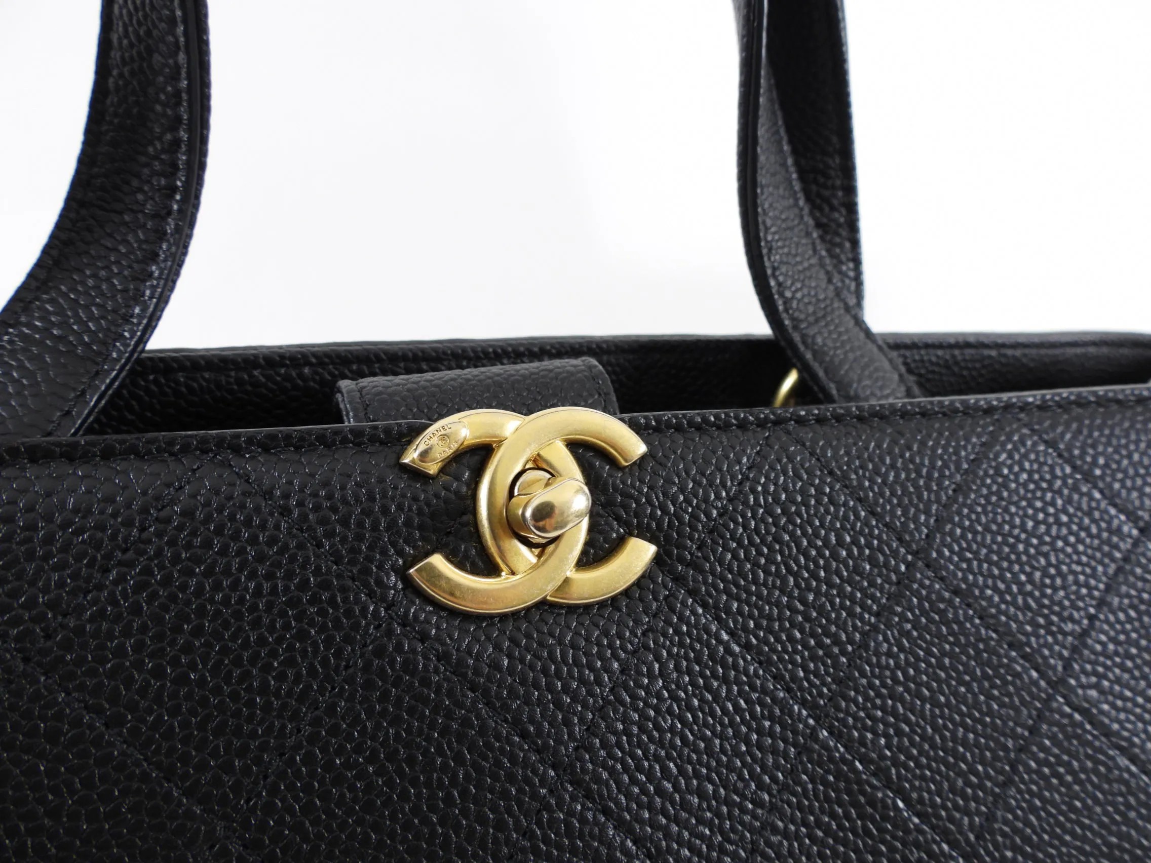 Chanel Black Stitched Caviar Leather Chic Affinity Tote Bag