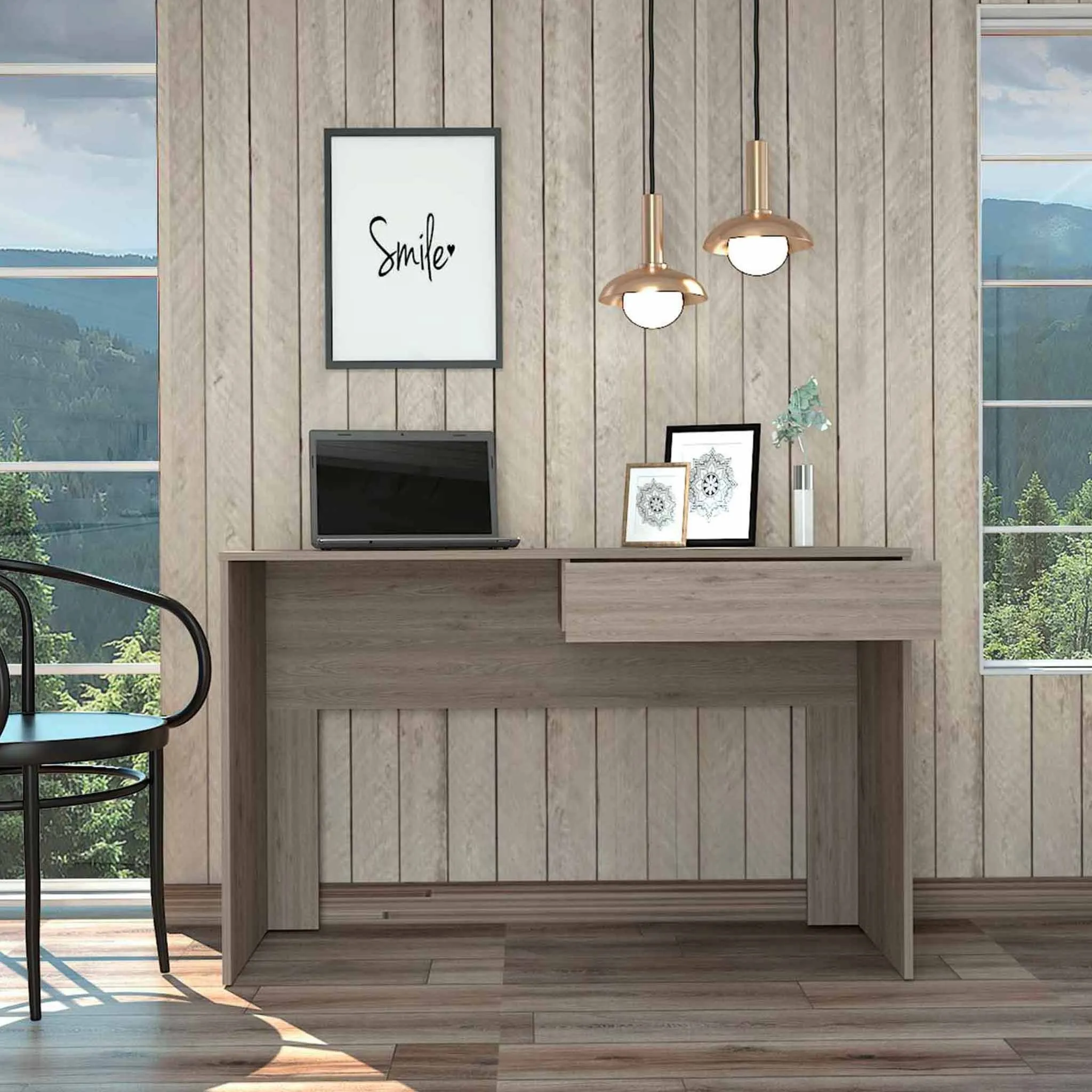 Clio Light Gray Computer Desk with Drawer By Homeroots