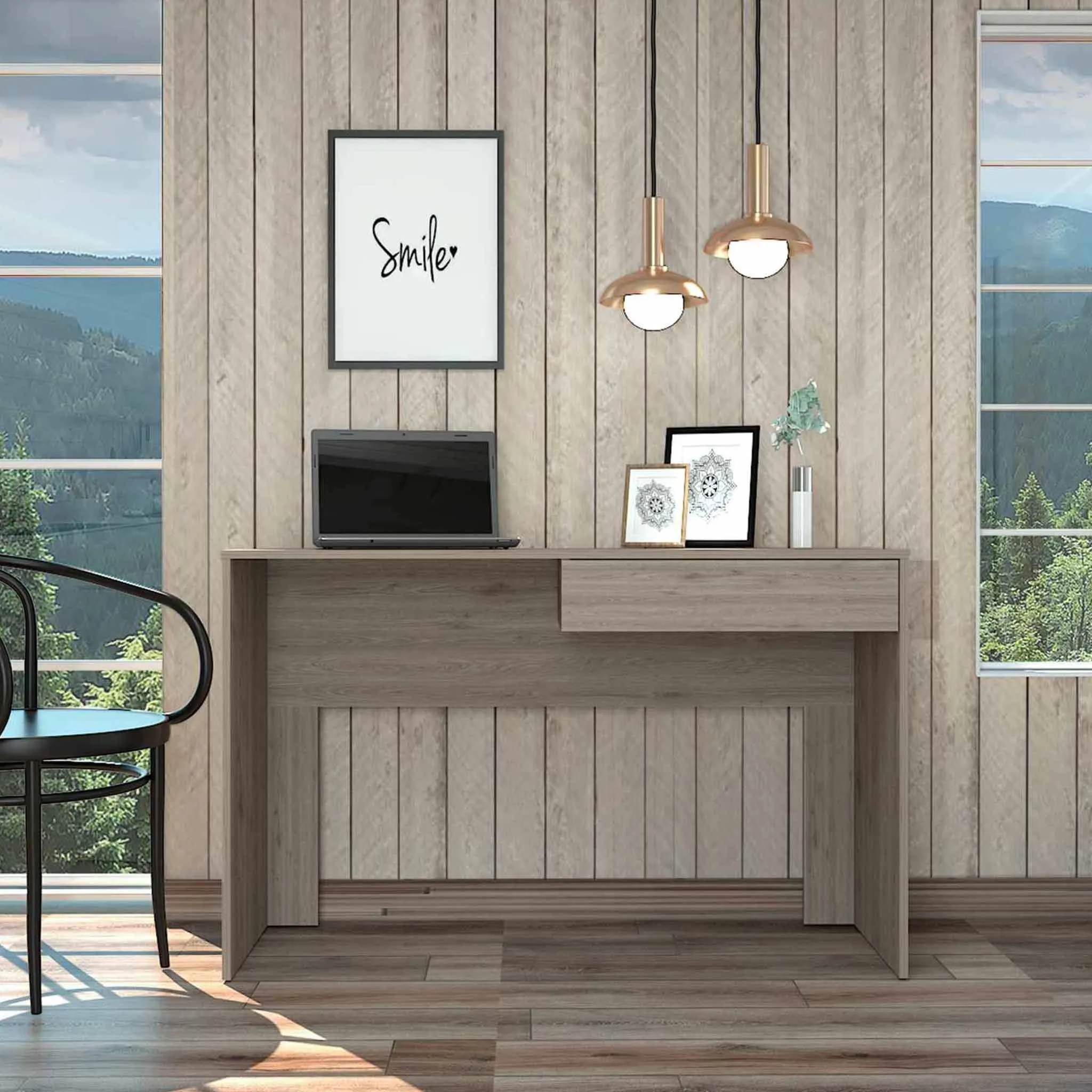 Clio Light Gray Computer Desk with Drawer By Homeroots