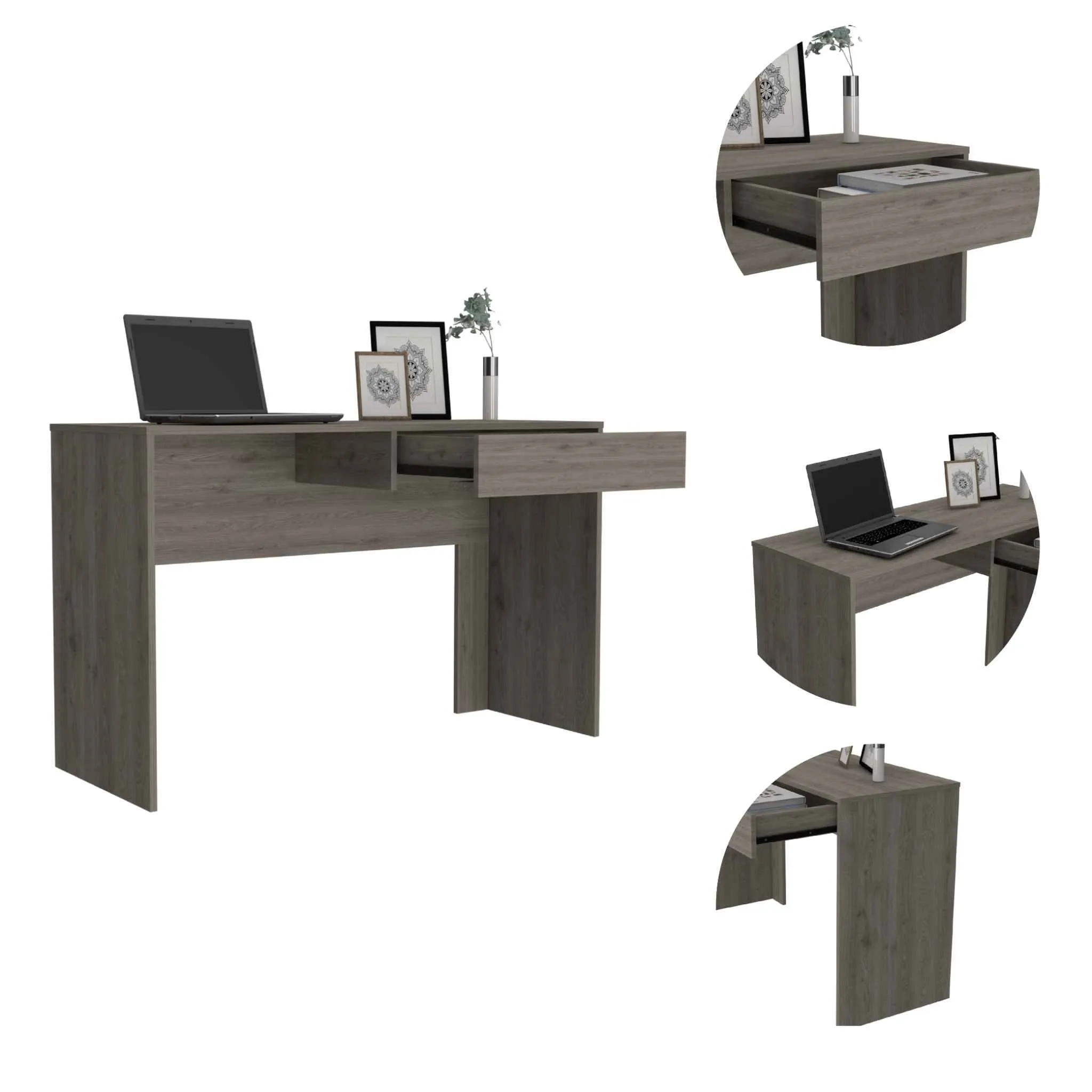 Clio Light Gray Computer Desk with Drawer By Homeroots