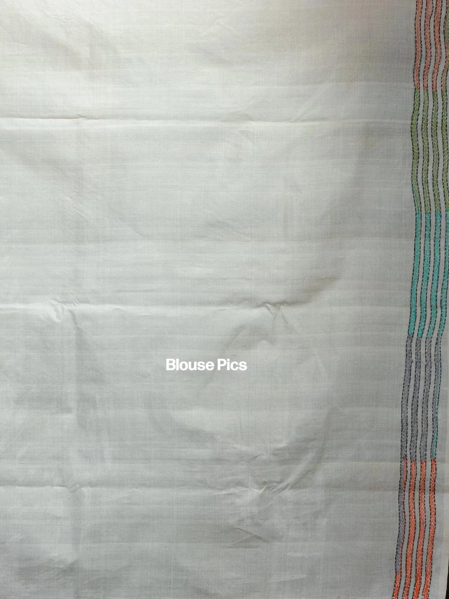 Elegant Par Anchal Kantha Stitch Tussar Silk Saree