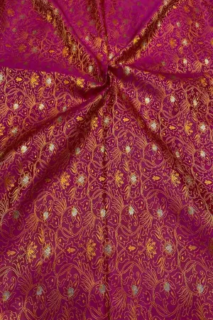 Elegant Pink Banarasi Tanchui Silk Fabric ( 1 Mtr )