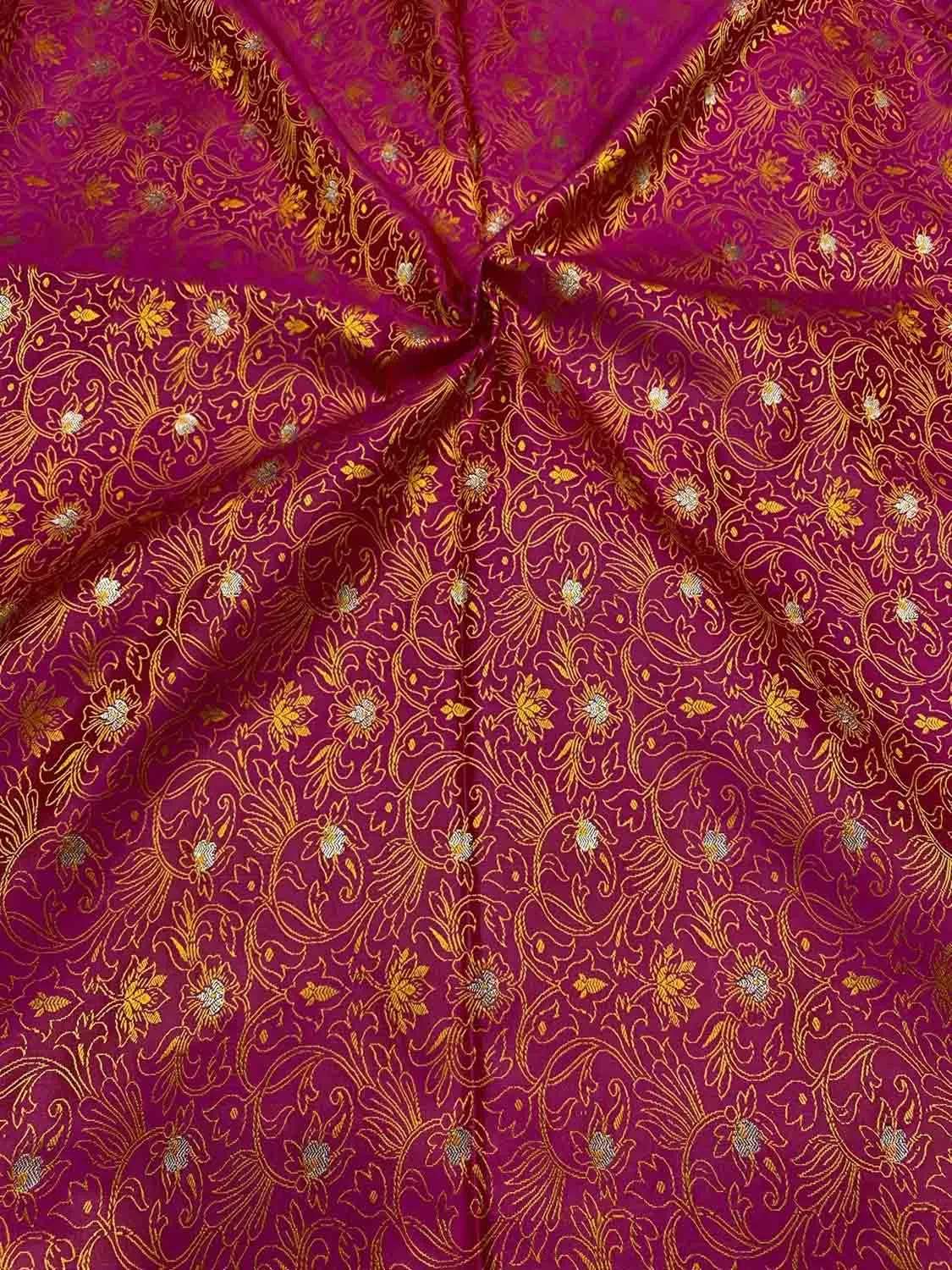 Elegant Pink Banarasi Tanchui Silk Fabric ( 1 Mtr )