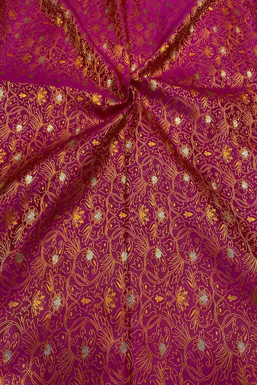 Elegant Pink Banarasi Tanchui Silk Fabric ( 1 Mtr )