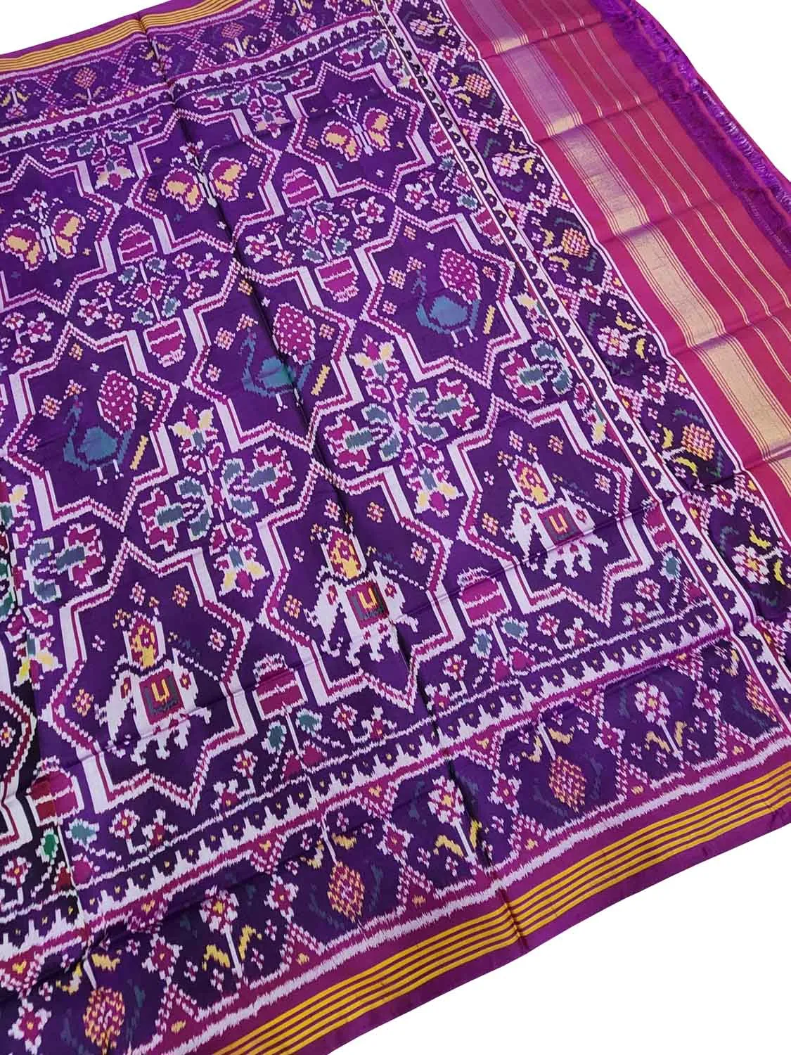 Elegant Purple Silk Dupatta - Handloom Patola Design
