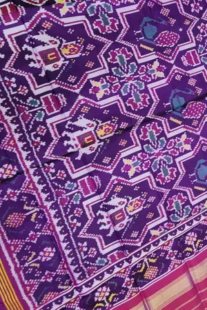Elegant Purple Silk Dupatta - Handloom Patola Design