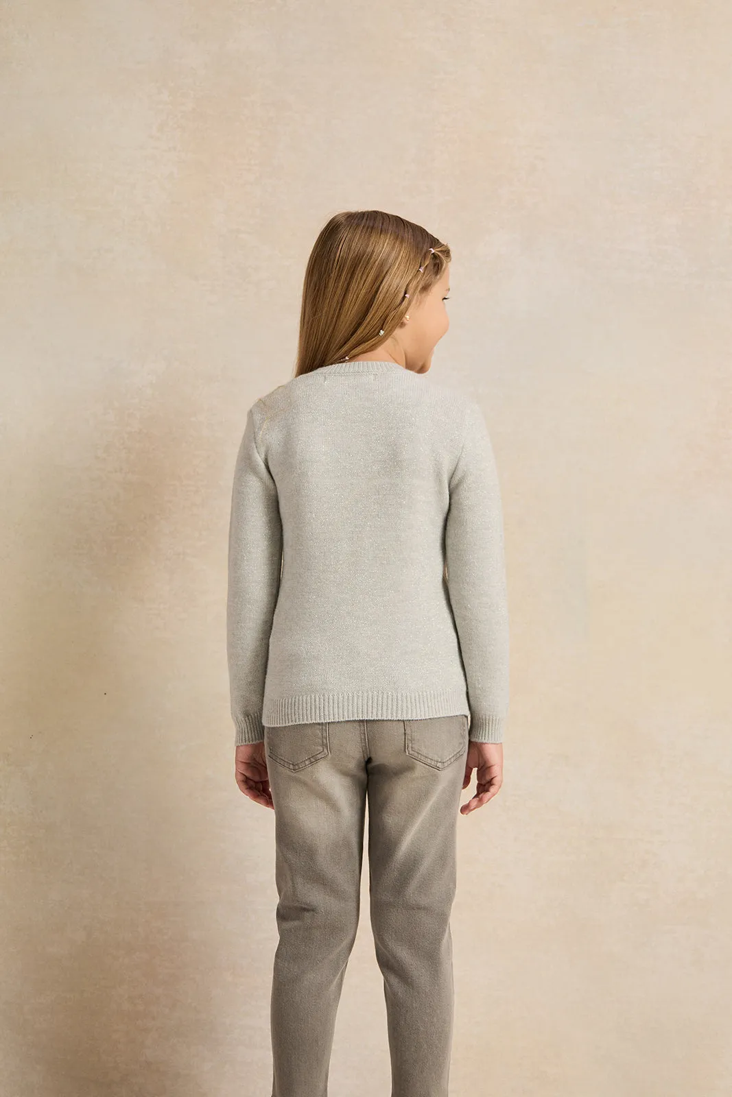 Girls Grey Knitted Pullover