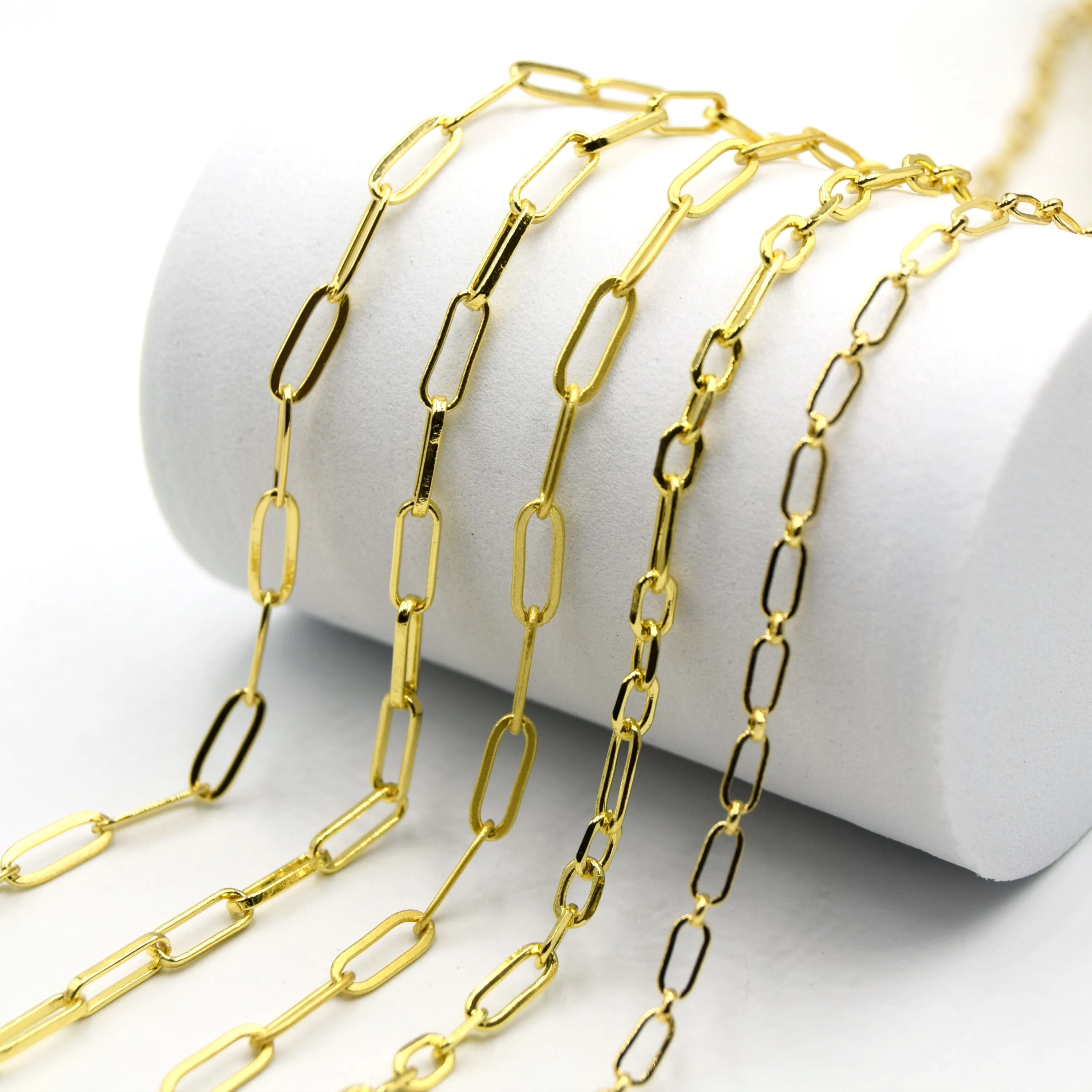 Gold Plated Paperclip Link Chain - 5 Styles Available