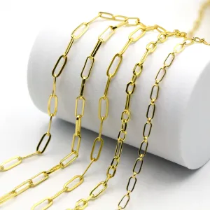 Gold Plated Paperclip Link Chain - 5 Styles Available