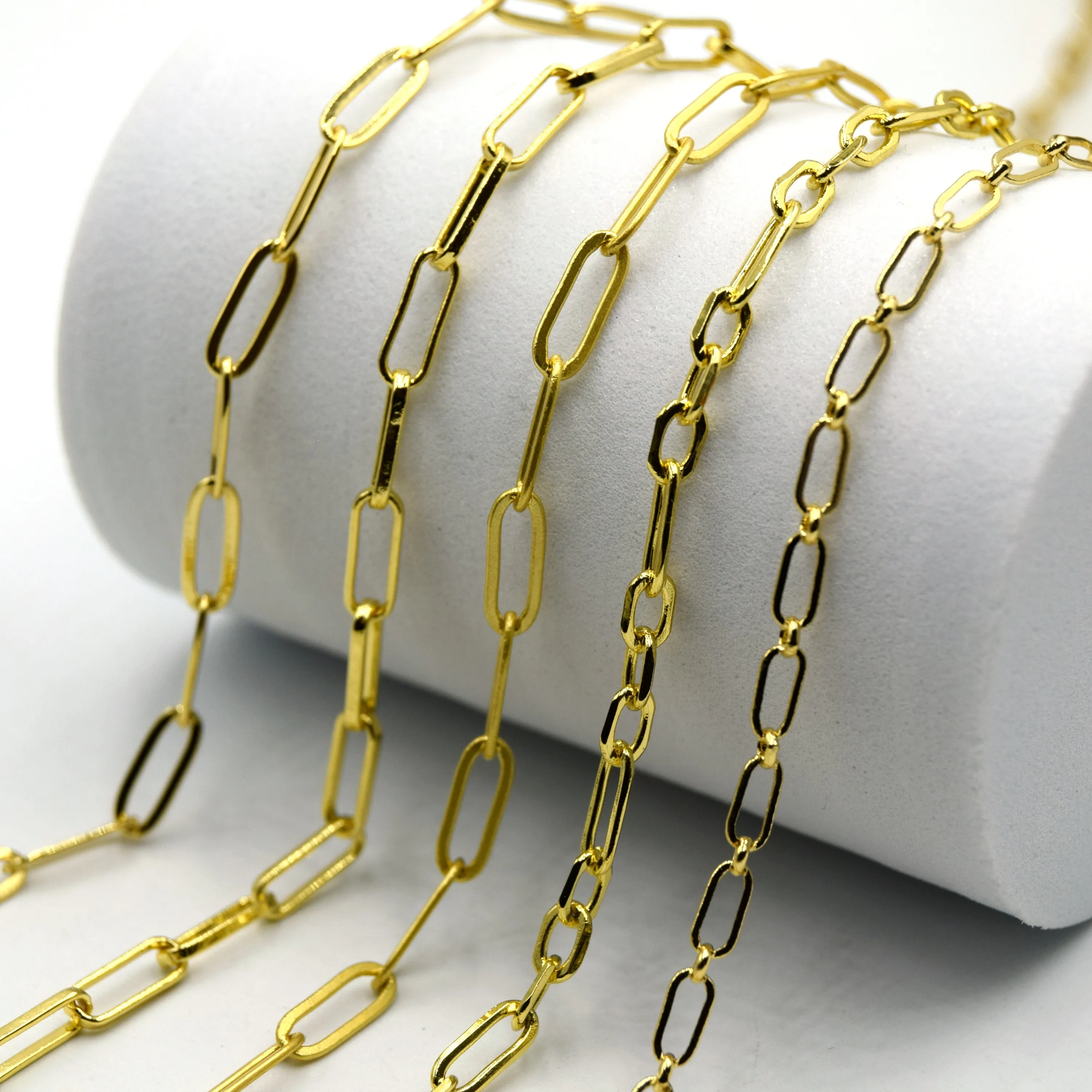 Gold Plated Paperclip Link Chain - 5 Styles Available