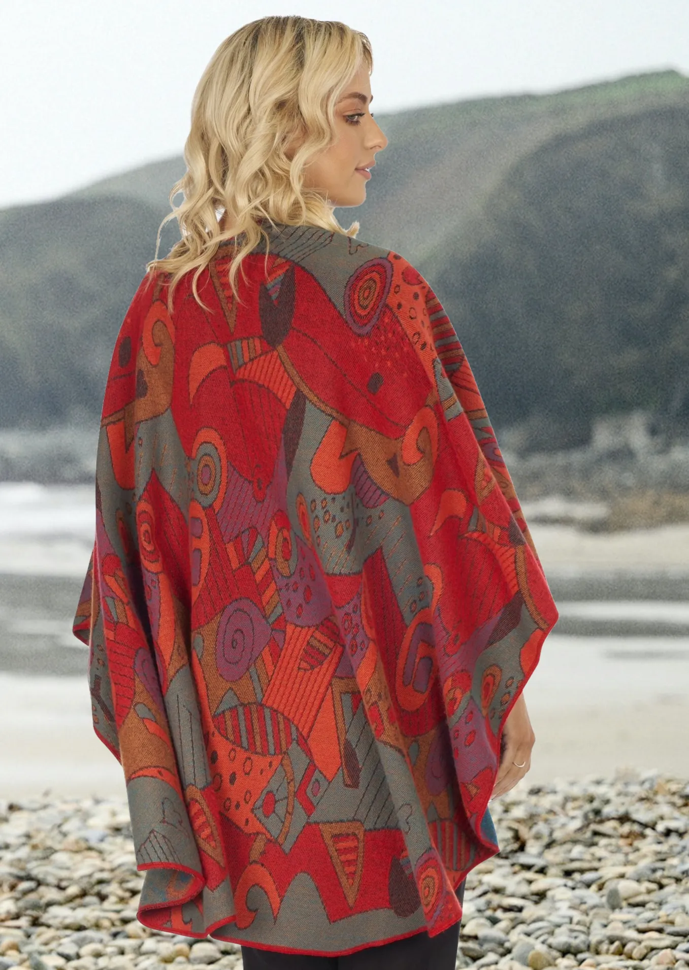 Jimmy Hourihan Shawl With 'Picasso' Inspired Motif Red