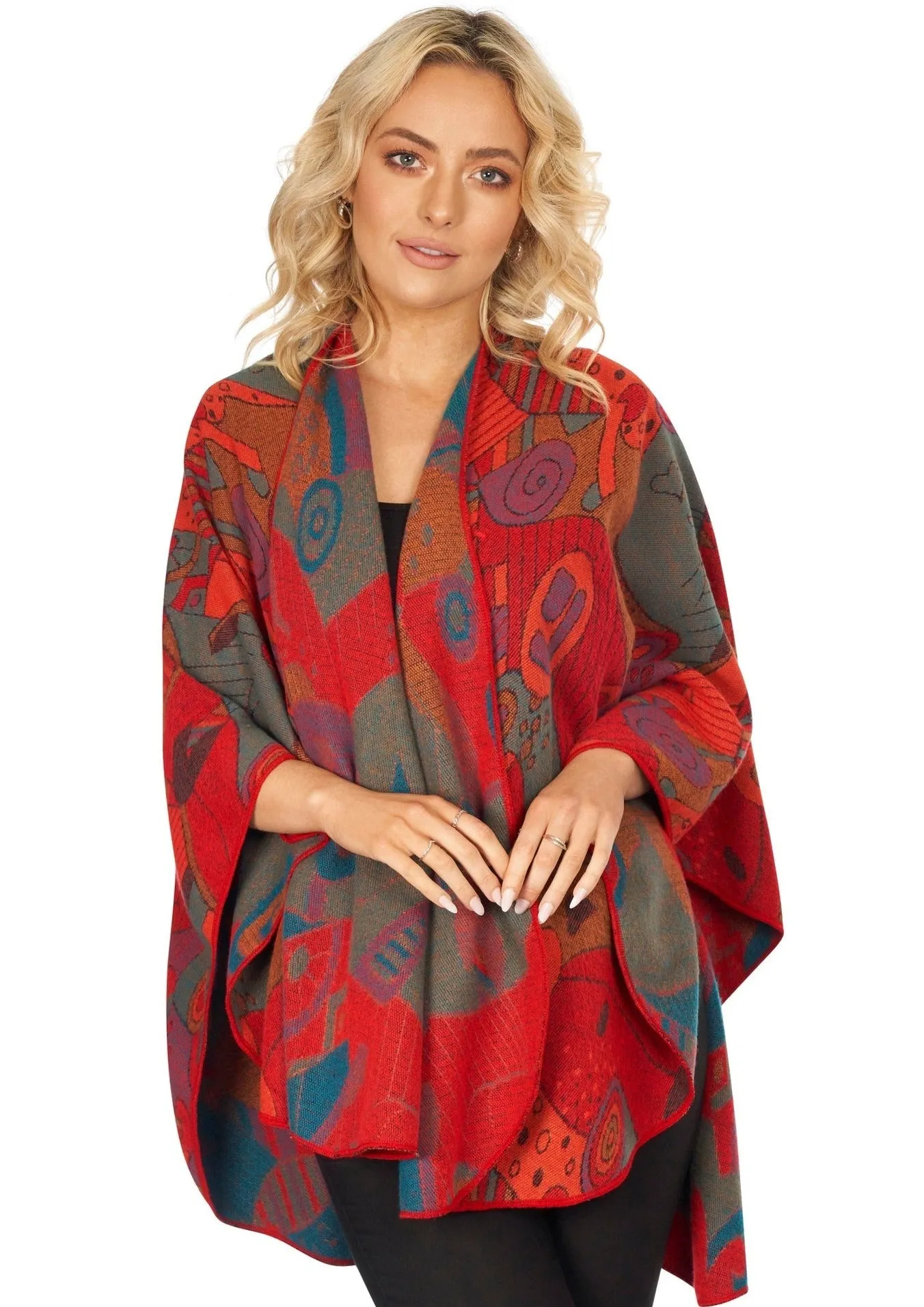 Jimmy Hourihan Shawl With 'Picasso' Inspired Motif Red