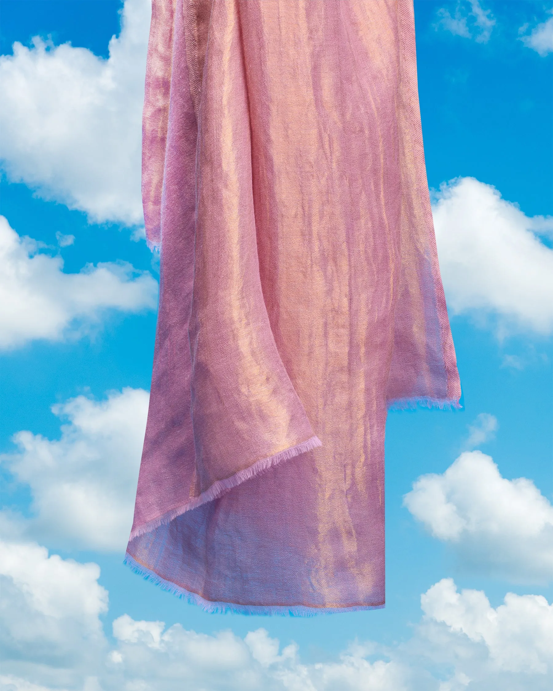 Josephine Reversible Pashmina Shawl in Gold Shimmer Mauve Pink