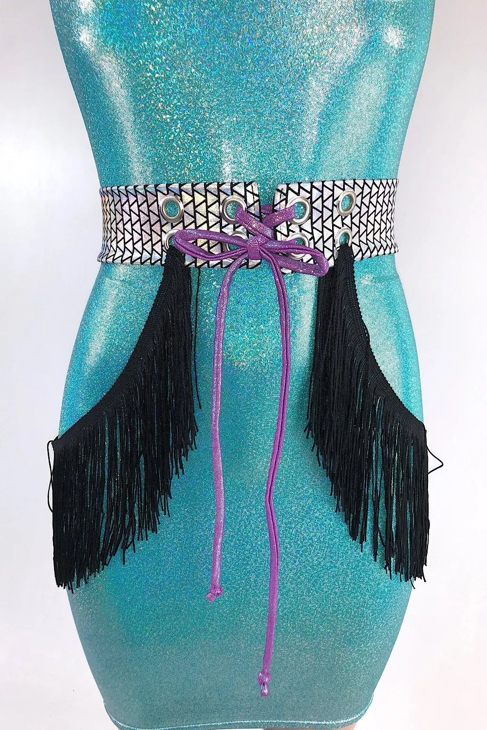 Lace Up Fringe Belt