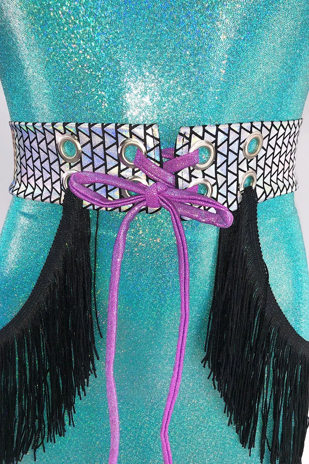 Lace Up Fringe Belt