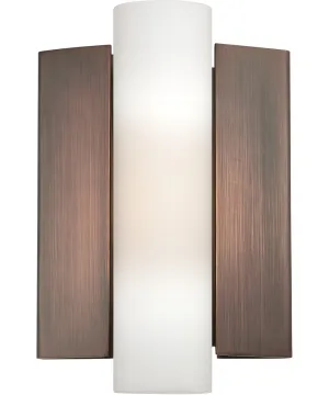 Nuvo 8"W Chase 1-Light Modern LED Vanity Wall Sconce - Hazel Bronze/Etched Opal Glass