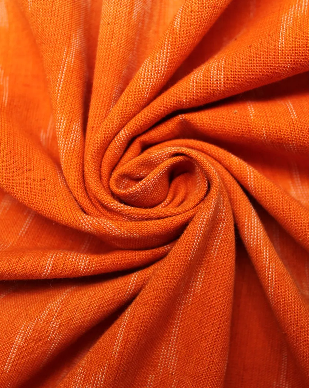 Orange And White Abstract Cotton Ikat Fabric