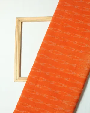 Orange And White Abstract Cotton Ikat Fabric