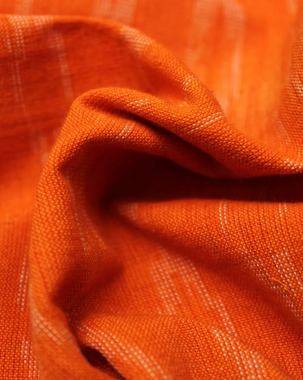 Orange And White Abstract Cotton Ikat Fabric