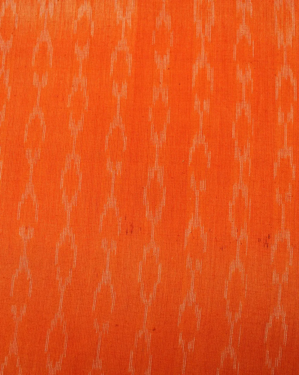 Orange And White Abstract Cotton Ikat Fabric