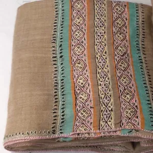 Pashmina with hand embroidered border Large Multi