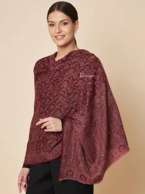Pashtush Womens Extra Fine Wool Stole, Ethnic Weave Soft Paiseley Design, Multicolour