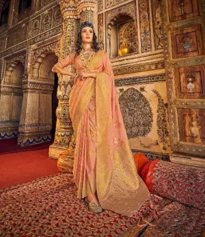Passionate Designer Peach Georgette Silk Traditional Saree