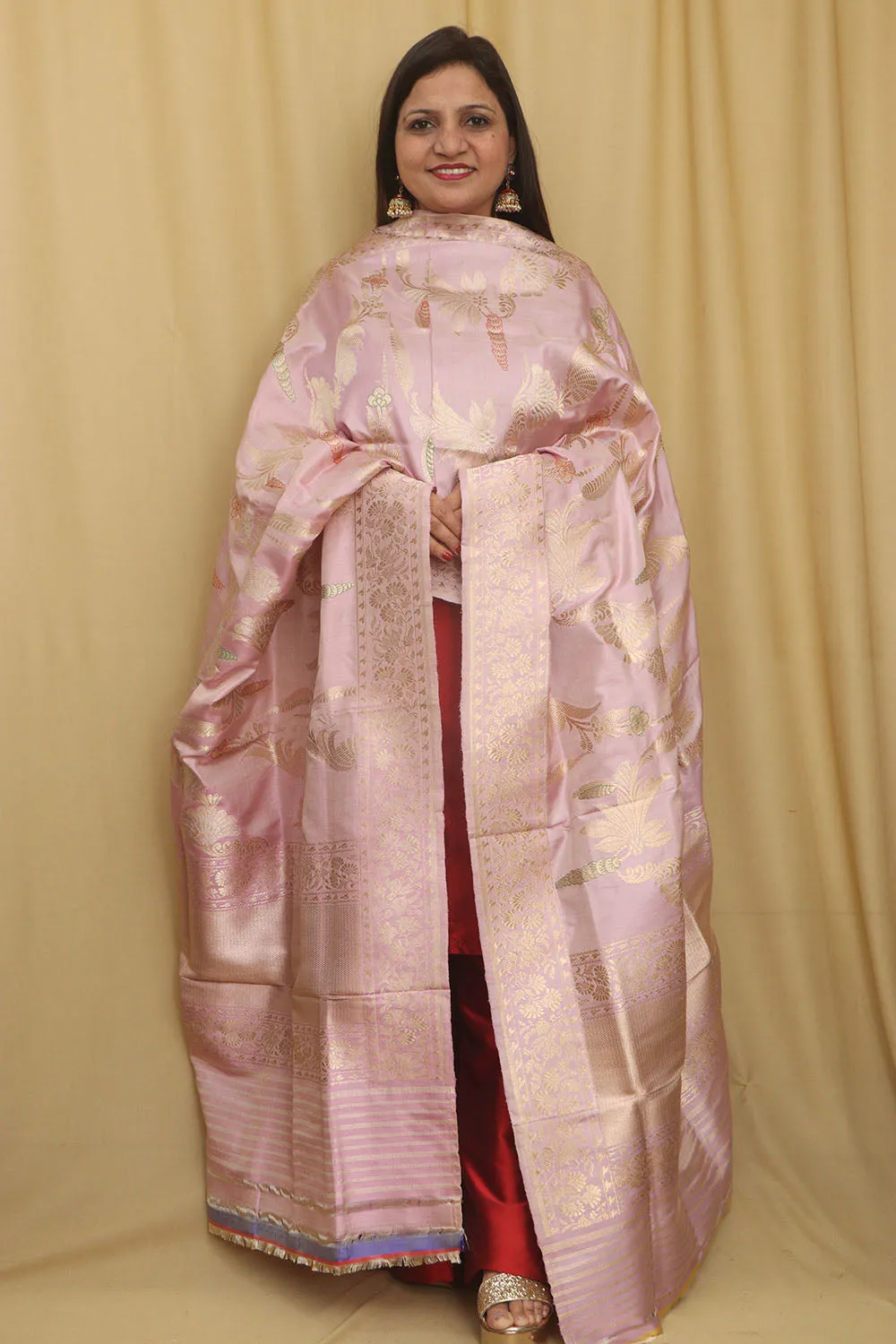 Pastel Handloom Banarasi Katan Silk Dupatta