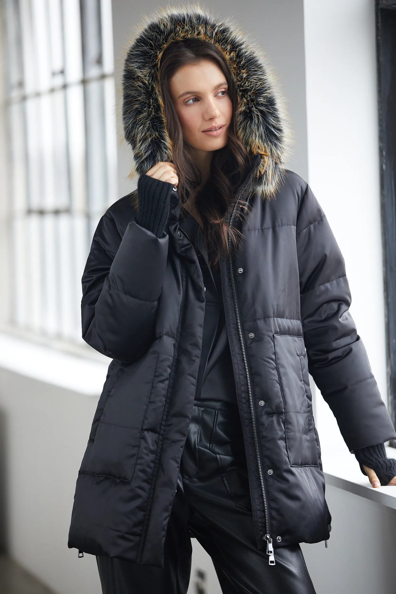 Patsy Hooded Down Coat - Black