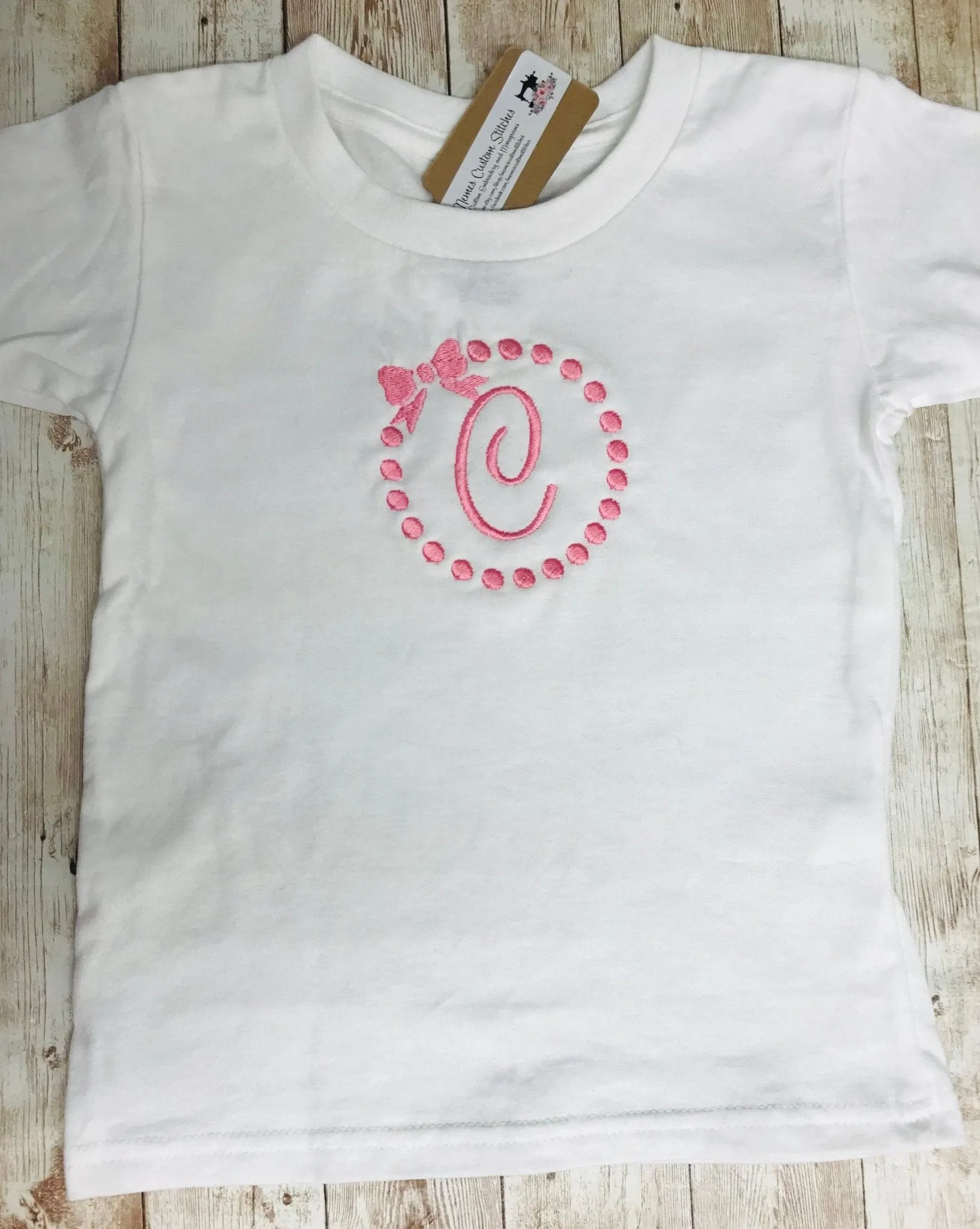 Personalized Initial Baby Girl Toddler Pink  Bow T-Shirt, Summer Vacation Kids  Clothes