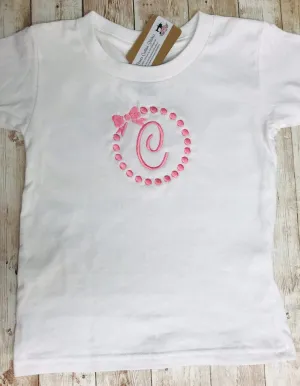 Personalized Initial Baby Girl Toddler Pink  Bow T-Shirt, Summer Vacation Kids  Clothes