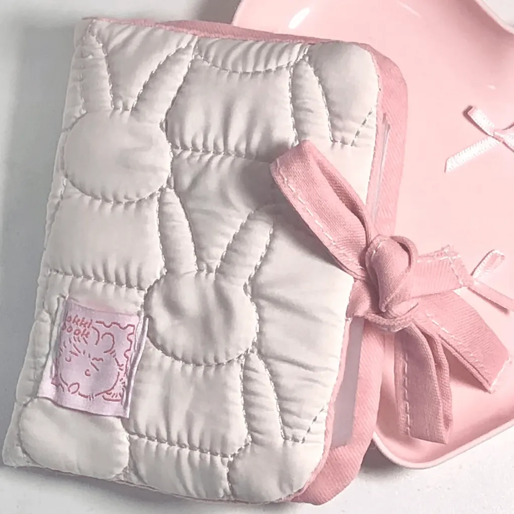 Pink Bunny Pattern Fabric Binder Cover