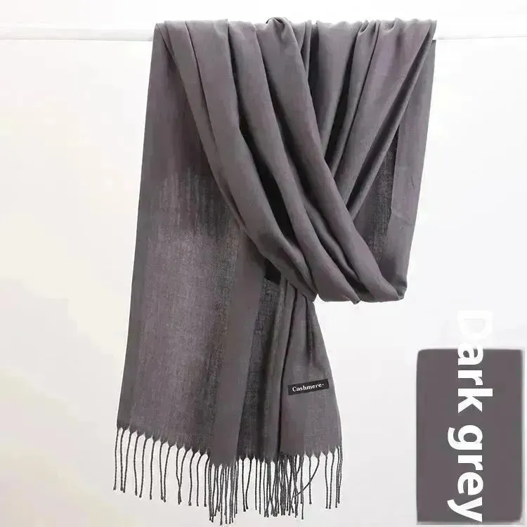 Pure Color Warm Keeping Scarf All-match Cashmere Shawl