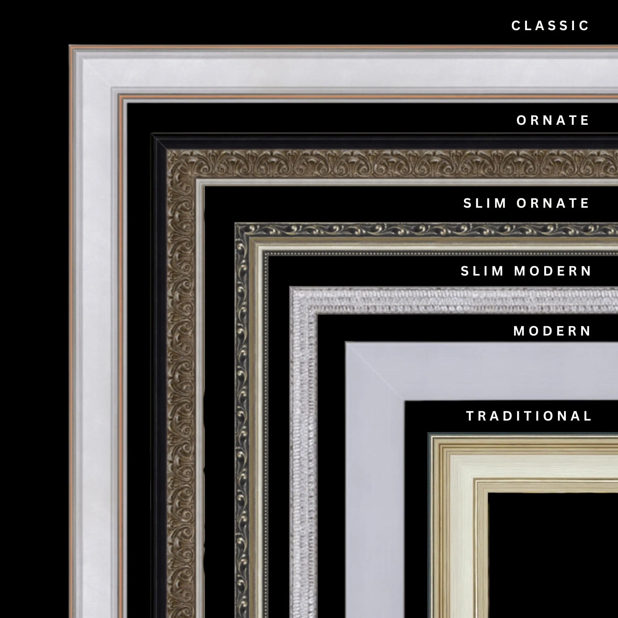Silver 47x19 Picture Frame Ornate Traditional Classic Antique