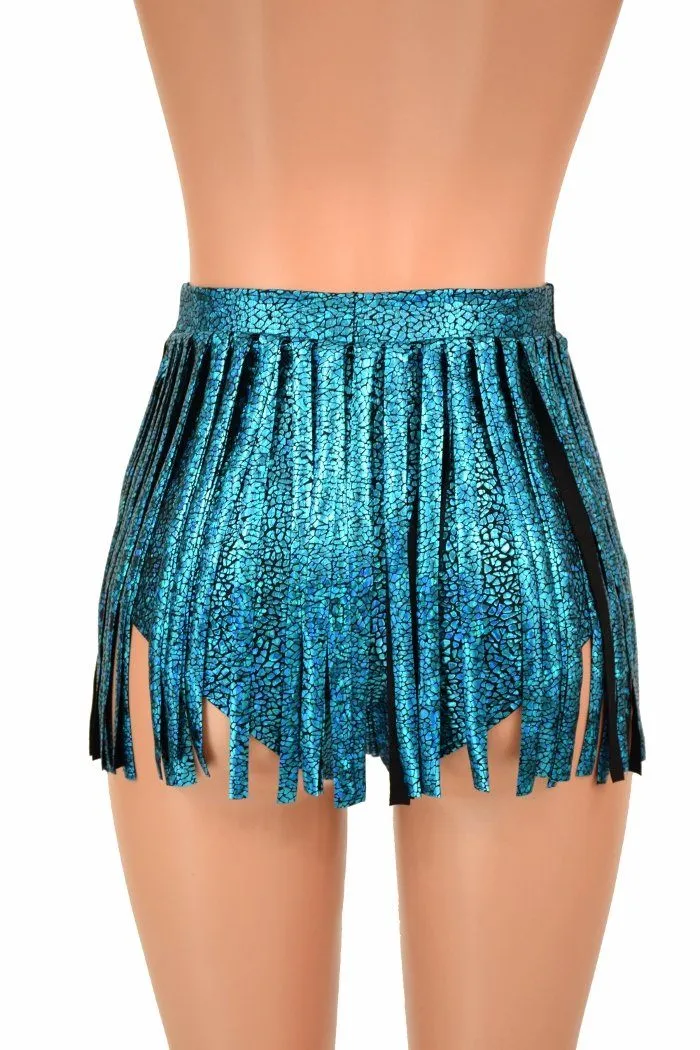 Siren Gladiator Shorts in Turquoise Shattered Glass