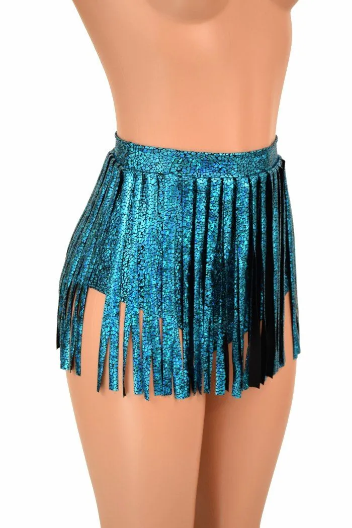 Siren Gladiator Shorts in Turquoise Shattered Glass