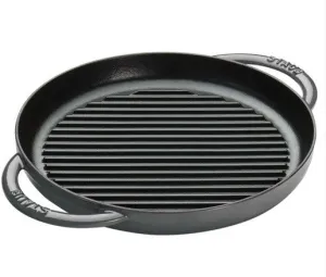 Staub Cast Iron 10" Round Grill Pan - Graphite Grey