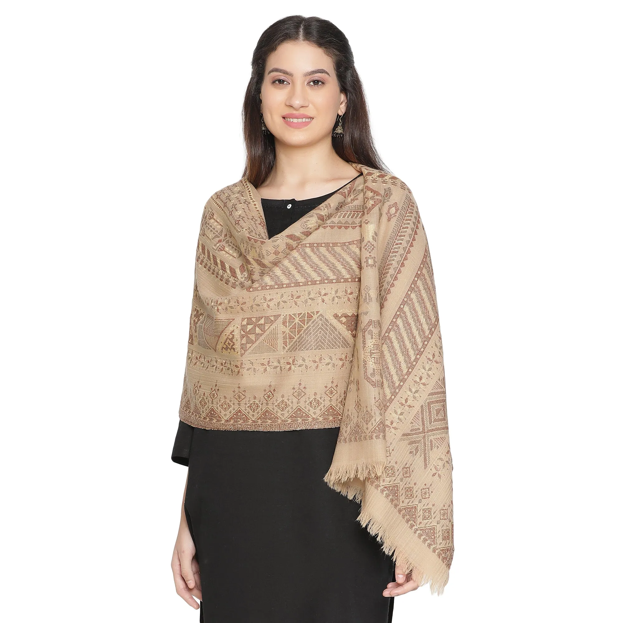 Stunning Mahi Design Woven Design Wool Shawl