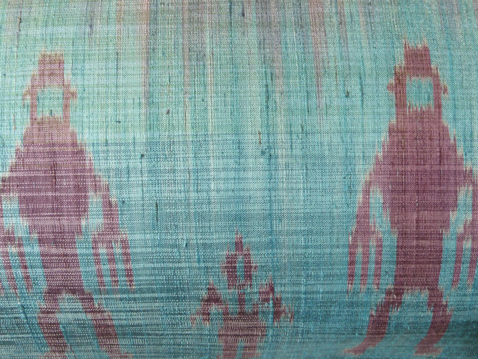 Thai Silk Modern Ikat Pillow King Sold As Pair Pink Turquoise